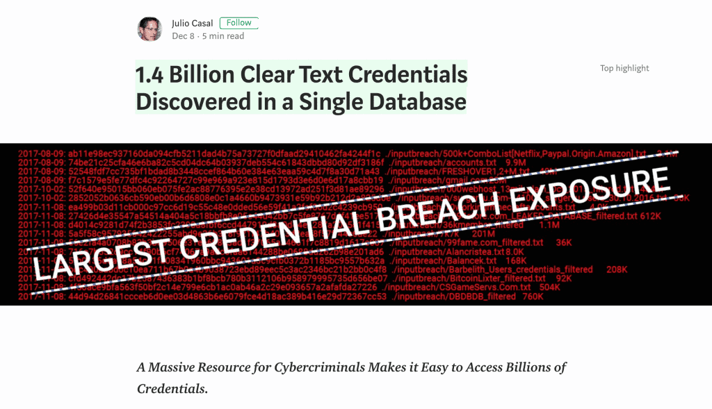 Our Perspective – 1.4 Billion Clear Text Credentials
